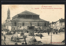 CPA Castres, La Halle Aux Grans Et L`Église St-Jean  - Castres