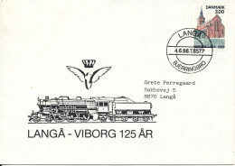 Denmark Cover The Langa - Viborg Railway 125th Anniversary Langa Bjerringbro 4-6-1988 Train T8577 With Cachet - Brieven En Documenten