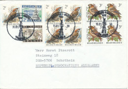 Belgium Cover Sent To Germany 15-1-1990 Topic Stamps BIRDS In Block Of 4 - Covers & Documents