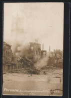 CPA Peronne, Die In Brand Geschossene Kathedrale 1916  - Peronne