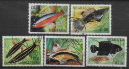 NICARAGUA   N° 1160A/E    Oblitere  Poissons - Fishes