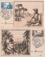 France LOT 2 Cartes Carte Maximum Journée Du Timbre 1943 Pour Nos Prisonniers Pour Nos Soldats Timbre N° 451 452 - 1940-1949