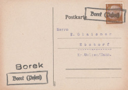 Wartheland Deutsches Reich Karte Mit Landpoststempel Borek Posen Borek Wielkopolski - Lettres & Documents