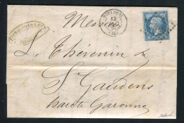 Belle Lettre De Toulouse Pour Saint Gaudens ( 1862 ) Avec Un N° 22 - Cachet PC 3383 - 1849-1876: Classic Period