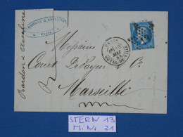 DP1 FRANCE LETTRE RR  1875 ETOILE DE PARIS N° 30   ++ AFF. INTERESSANT+++ - 1849-1876: Classic Period
