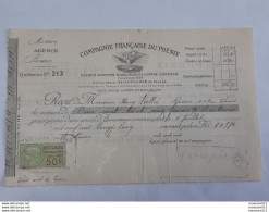 Reçu De La Compagnie Française Du Phenix à Rouen Avec Timbre " Quittances " ... Lot290 . - Publicités