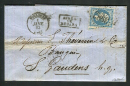 Belle Lettre De Toulouse Pour Saint Gaudens ( 1er Janvier 1863 ) Avec Un N° 22 - Premier Jour Du Cachet GC 3982 - 1849-1876: Classic Period