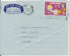 Hong Kong Aerogramme Sent To Denmark 12-12-1968 - Covers & Documents