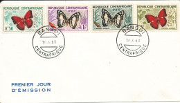 Central African Republic FDC Butterflies Complete Set Of 4 - Central African Republic