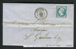 Rare Lettre De Toulouse Pour Saint Gaudens ( 28 Décembre 1862 ) Avec Un N° 22 - Cachet PC Du GC 3982 - 1849-1876: Période Classique