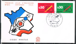 PHIL-L30 - FRANCE N° 1719/20 Code Postal Sur FDC - 1970-1979