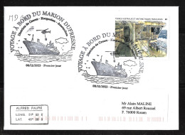 90- Y&T 1067 à L'intérieur Du MD Sur Pli FDC Du 08/11/2023 Crozet " Voyage à Bord Du Marion Dufresne." - Cartas & Documentos