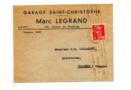 Lettre Flamme Nancy Vaincre Misere Entete Garage Saint Christophe - Maschinenstempel (Werbestempel)