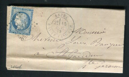 Rare Lettre D' Aspet Pour Saint Gaudens ( Haute Garonne 1875 ) - Cachet GC 188 - 1849-1876: Période Classique