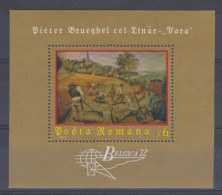 Roumanie 1972 BL 96 ** Tableau Pieter Breughel Agriculture Exposition Philatélique Belgica - Blocks & Sheetlets