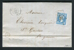 Rare Lettre De Roquefort Par Martres Pour Saint Gaudens ( 1864 ) Avec Un N° 22 - Cachet GC 2251 - 1849-1876: Klassik