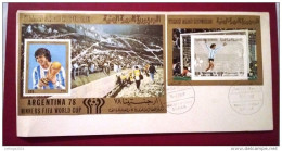 Yemen First Day Cover 1980 Airmail - Football World Cup Quarter Finalists - Match Scenes And Flags - Yemen