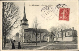 Postcard 1908 Choussy Loir Et Cher, The Church And The Square, Kirche, Platz - Romorantin