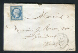 Rare Lettre De Nailloux Pour Saint Gaudens ( 1862 ) Avec Un N° 14B - Cachet PC 3871 Bureau Supplémentaire - 1849-1876: Klassik