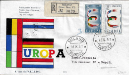 Fdc AICFDC 1957: EUROPA Raccomandata - FDC