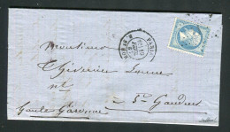 Belle Lettre De Paris Pour Saint Gaudens ( 1867 ) - Cachet Etoile 11 R. St Honoré - 1849-1876: Période Classique