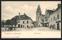 AK Krieglach In Steiermark, Kirchenplatz Mit Gasthaus Toni Rumpf  - Altri & Non Classificati