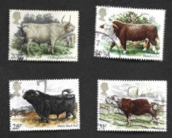 GRAN BRETAGNA (UNITED KINGDOM) -  SG 1240.1244 -  1984  ANIMALS: CATTLE  (4 STAMPS OF THE SET) -   USED (°) -  RIF. APP2 - Used Stamps