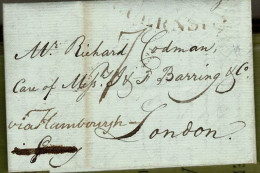 1795 Enveloppe-lettre Envoyée De Bordeaux Vers London,via Hambourgh. Cachet Au Recto, Illisible + Un Autre Au Verso - Non Classés