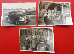 Lot De 3 Photo Anime 4CV Renault Militaire Allemagne FFA TOA 443 AD 63 - Auto's