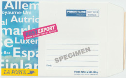 Entier Enveloppe Cartonnée Spécimen  100 Grs Pour L'Union Européenne . - Prêts-à-poster: Other (1995-...)