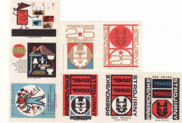 Czech Republic, 8 Matchbox Labels, Prerov - Prerovské Strojírny 20 Years, Prerovské Strojírny 25 Years, OSP Prerov - Cajas De Cerillas - Etiquetas