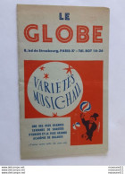 Taverne - Publicité Marie Brizard Sur Menu-Tarif - Globe - Variétés - Music Hall ... Lot400 . - Menú