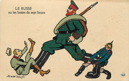 - Guerre 1914-18 -ref-N536- Illustrateur Signé Mass'beuf - Militaire Russe - Bottes De Sept Lieues - Russie - Caricature - Guerre 1914-18