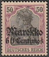 Deutsche Post In Marokko: 1908, Mi. Nr. 41, Freimarke: 60 C. Auf 5 Pfg. Marke Des Deutschen Reichs Mit Aufdruck  **/MNH - Marruecos (oficinas)