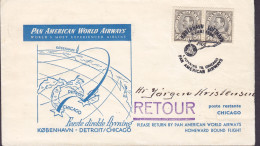 Denmark PAN AMERICAN WORLD AIRWAYS First Direct Flight KØBENHAVN -DETROIT/CHICAGO Cover Brief Lettre 2x Chr. X. (2 Scans - Lettres & Documents