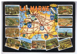 CARTE GEOGRAPHIQUE De La MARNE En 11 Vues + Blasons - Editions Mage - N° 151 - Landkaarten