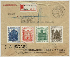 Niederlande / Nederland 1948, Brief Einschreiben Boven Hardinxveld - Wembley-Park (England), Fürsorge - Cartas & Documentos