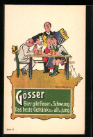 Künstler-AK Gösser - Bier Gibt Feuer Und Schwung...  - Autres & Non Classés