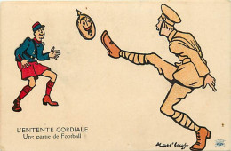 - Guerre 1914-18 -ref-N532- Illustrateur Mass'beuf -entente Cordiale-partie De Football- Militaires Anglais Et Francais - Weltkrieg 1914-18