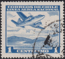 1960 Chile ⵙ Mi:CL 570, Sn:CL C227, Yt:CL PA196, Sg:CL 502, Chi:CL 617c, Airplane Over Mountain Lake - Chile