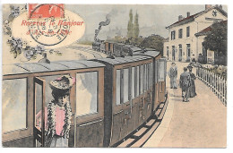 Cpa...recevez Le Bonjour D'Aix-en-Othe...(aube)...1908...animée...(train...gare)... - Sonstige & Ohne Zuordnung