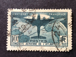 Timbre 321 10f Vert Foncé,  Atlantique-Sud, Cachets Ronds, Deux Dents Courtes, Cote 150 - 1927-1959 Used