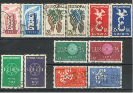 FRANCE -1956/61, EUROPA STAMPS COMPLETE SET OF 2 EACH, USED. - Gebraucht