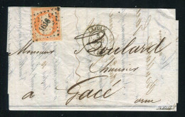 Belle Lettre De Laigle Pour Gacé ( 1854 ) Avec Un N° 16b Orange Sur Paille - 1849-1876: Période Classique