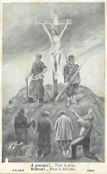 - Guerre 1914-18 -ref-N524- Illustrateur - Christ En Croix -à Genoux Pour Le Prier...debout Pour Le Défendre - Religions - Guerre 1914-18