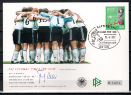 Germany 1997 Football Soccer, Sepp Herberger 100th Birthday Anniv., Com. Cover With Signature Of Fritz Walter - Brieven En Documenten