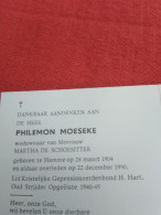 Doodsprentje Philemon Moeseke / Hamme 24/3/1904 - 22/12/1990 ( Martha De Schoesitter ) - Religion & Esotericism