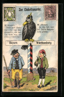 Lithographie Zur Einheitsmarke, Bayern & Württemberg, Briefmarken, Postgeschichte  - Stamps (pictures)