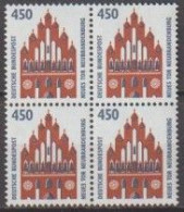 BRD, 1992, Mi.-Nr.1623 ** 1 Viererblock Sehenswürdigkeiten (XII) - Unused Stamps