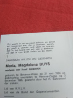 Doodsprentje Maria Magdalena Buys / Beveren Waas 21/5/1904 Hamme Zogge 2/12/1985 ( Jozef Goeman ) - Religion & Esotérisme